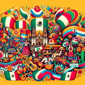 Mexican & Colombian Cultural Fusion Illustration