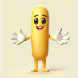 Joyful Tall Yellow Character | Expresses Happiness in Friendly Pose