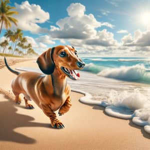 Sandy Beach Dachshund: Serene Vacation Scene in Florida