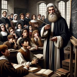 Saint Joseph Calasanz Teaching Youth in 17th Century Classroom