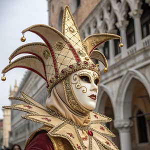 Elegant Venetian Mask with Jester Hat