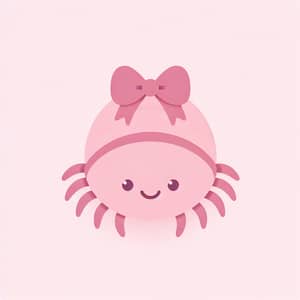 Charming Pink Head Louse with Bow - Minimalistic Art