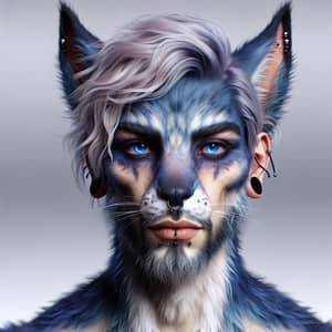 Male Fox Demi-Human with Blue and Purple Fur - Unique Character Design