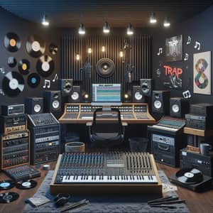 Trap Music Recording Studio Equipment | High-Quality 8k Photo