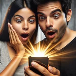 Astonished Hispanic Couple Discovers Mobile Treasure