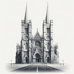 Minimalistic Pencil Drawing of Saint Patrick's Cathedral in Dublin