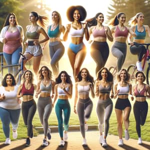 Diverse Women's Weight Loss Journey in a Peaceful Park