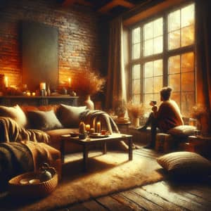 Cozy Autumn Living Room Scene in Digital Art