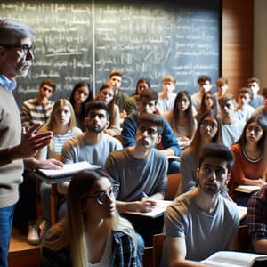 Engaging Lecture by Professor in a Large Hall