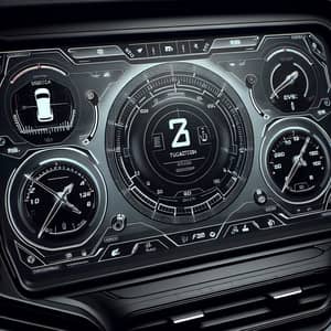 Modern Digital Car Dashboard: Touch Screen GPS & LED Indicators