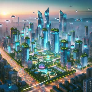 Futuristic Cityscape in North Korea - Urban Technology Harmony