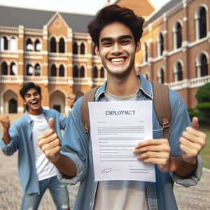 South Asian Student Celebrating Job Success