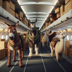 Cargo Transportation Animals in Airplane