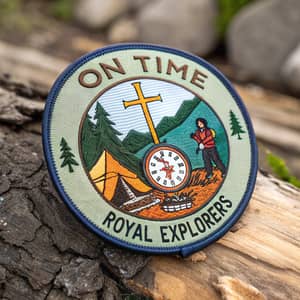 On Time Patch with Christian Silhouette & Camp Background