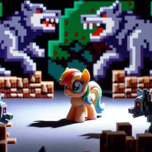 Adorable Pony in Vintage Video Game Adventure | 1980s Arcade Fun