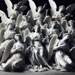 Renaissance-Style Marble Angels: Immersed in Music and Tranquility