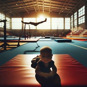 Child on Gymnastics Mat at Kids' Sports Complex