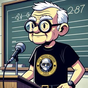 Elderly Educator in Playful Animation Style | Classic Rock Theme