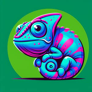 Lovable Blue and Magenta Chameleon | Pixar Style Art