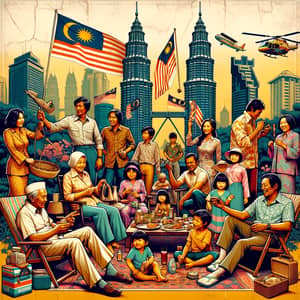 1970s Retro Vibe: Malaysian People in Leisurely Activities