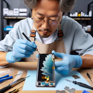 Expert Display Repair Service for Large Smartphones | Technician at Work