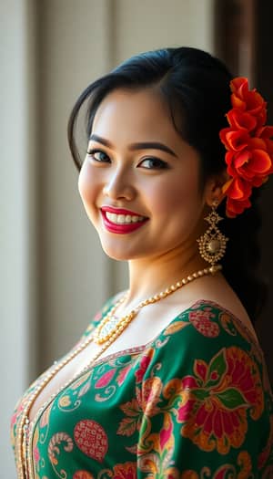 Elegant Lebanese-Filipina Woman in Cultural Attire