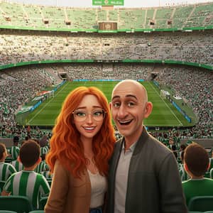 Pixar-Style Couple at Betis Stadium