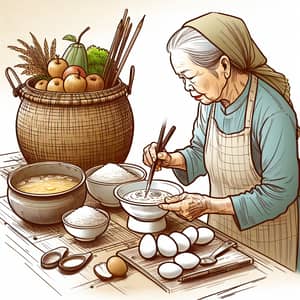 Aged Vietnamese Woman Preparing Porridge | Authentic Cooking Scene