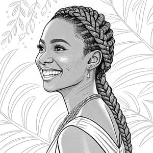 Stunning Black and White Coloring Page of a Woman