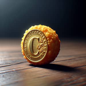 Croquette-Shaped Golden Coin: Detailed Engravings & Realistic Finish