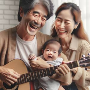 Eastern Asian Male Musician Playing with Baby | Heartwarming Scene