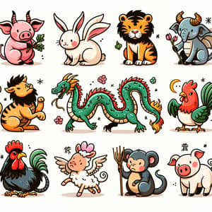 12 Cartoon Zodiac Animals for Kids