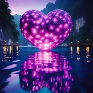 Beautiful Reflective Purple Heart Over Majestic Water