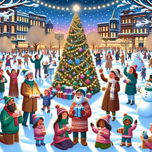 Holiday Season Celebration: Joyful Winter Scene with Festive Cheer