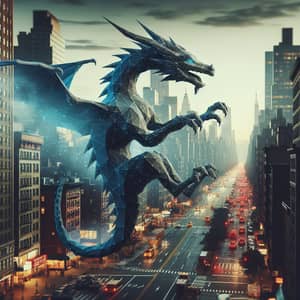 Polygonal Dragon Over New York Streets