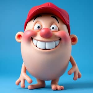 Happy Chubby Character with Red Cap