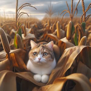 Cat in Cornfield | Beautiful Nature Scene