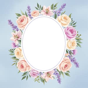 Oval Floral Frame Watercolor Art