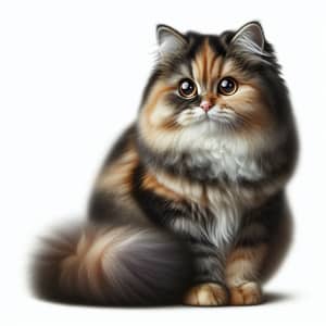 Multicolored Domestic Short-Haired Cat | Cute Cat with Fluffy Tail