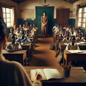 Diverse Classroom Scene: South Asian Female Teacher with African Students