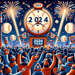 Festive Baseball New Year's Eve Countdown 2024