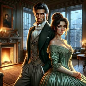 Lavish Mansion Interior Painting: Victorian Romance Scene