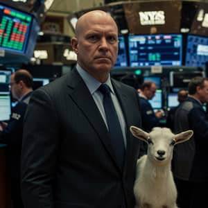 Elegant Bald Trader with Discreet Goat