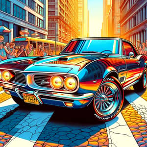 Vibrant 1967 Firebird Cartoon Illustration