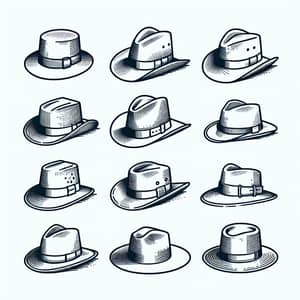 Linear Style Illustrations of Twenty Hats | Minimalist Design