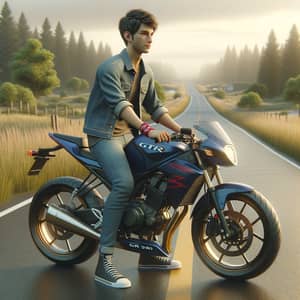 Modern Teen on GTR 350 Bike | 3D Teenager Illustration