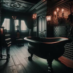 Eerie Gothic Bathroom with Cauldron Bath