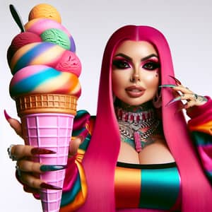 Nicki Minaj with Giant Ice Cream | Vibrant Music Artist