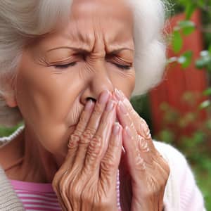 Elderly Woman Reacting to Unpleasant Odor