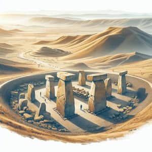 Illustration of Ancient Göbeklitepe Archaeological Site | 9500 BC